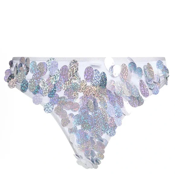 PrettyLittleThing Sequin High Leg Bikini Bottom - Picture 3 of 8